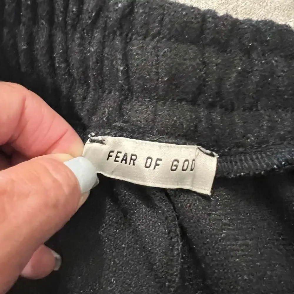 Fear of God Black Wool Track Shorts Side Stripe Drawstring Men’s Small